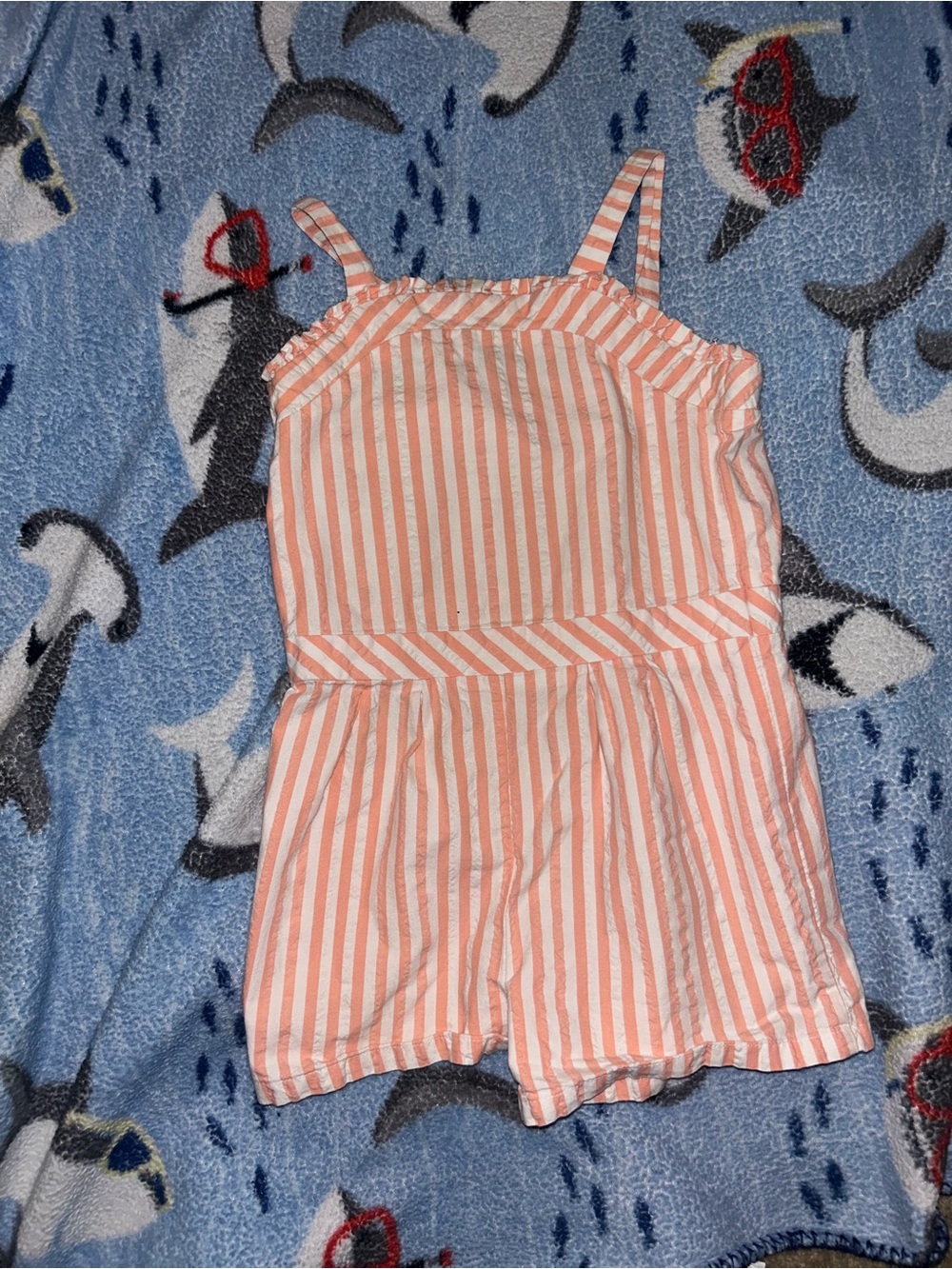 Striped Peach & White Girls' Romper